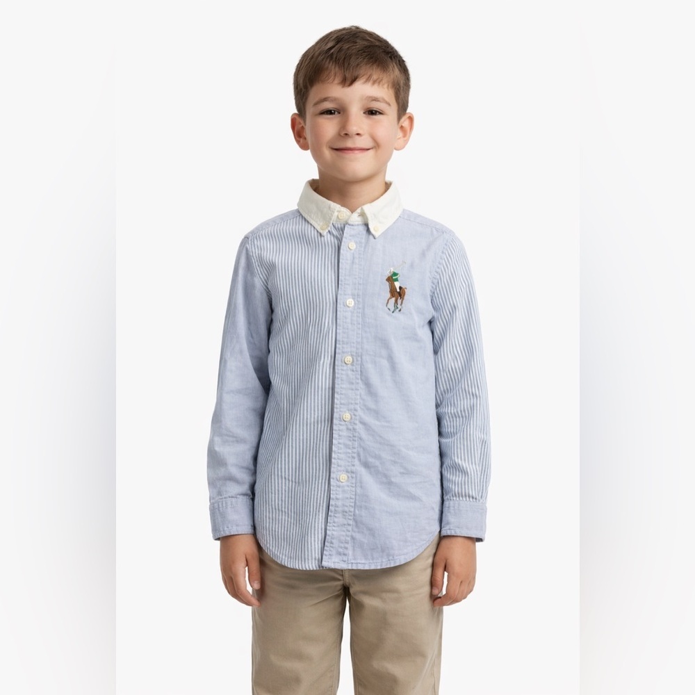 Ralph Lauren Light Blue Striped Button Down Shirt